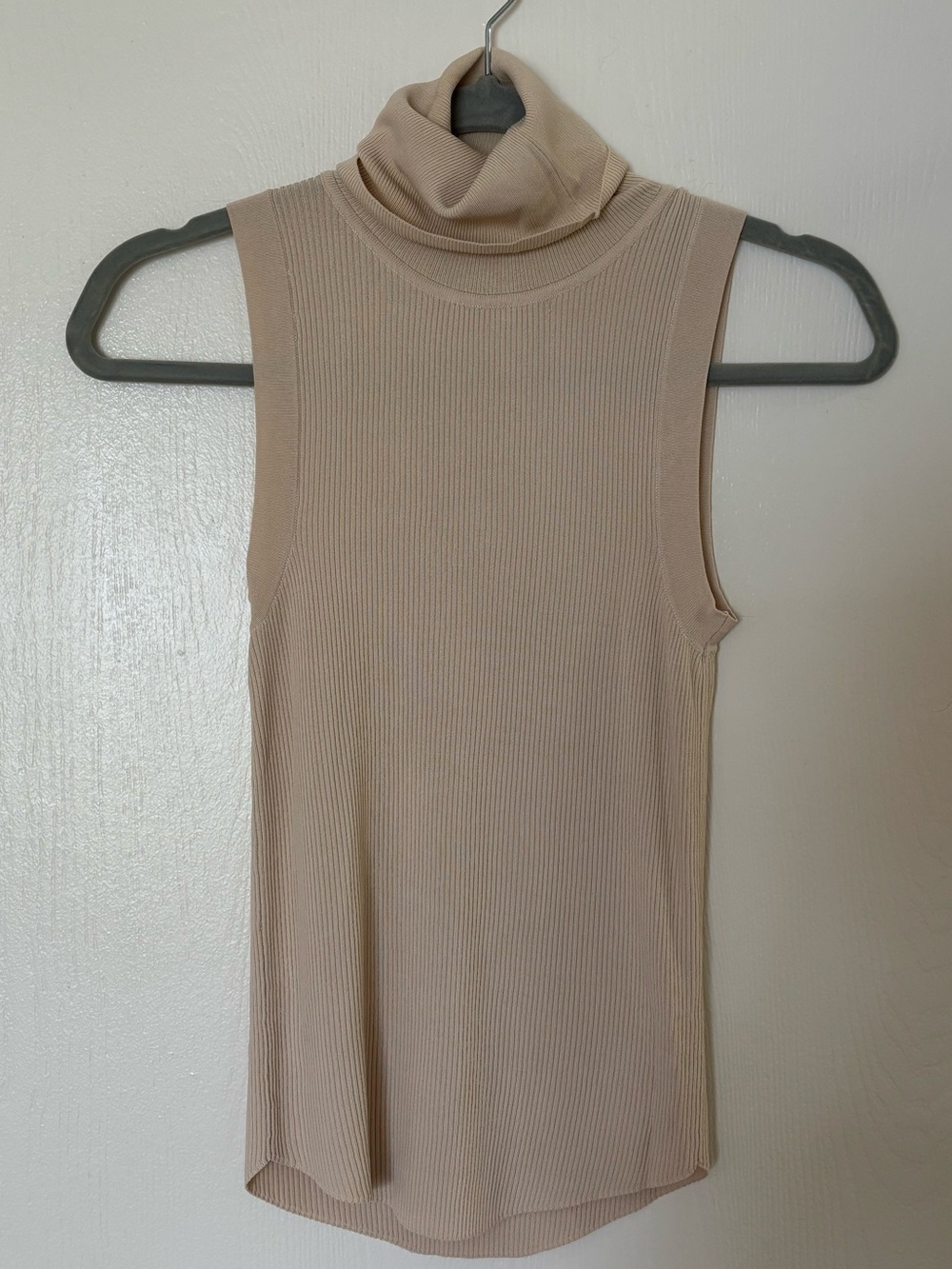 Zara Beige Ribbed Turtleneck Tank